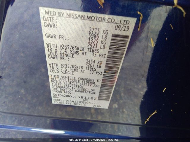 5N1DR2BNXLC581162 Nissan Pathfinder Sv