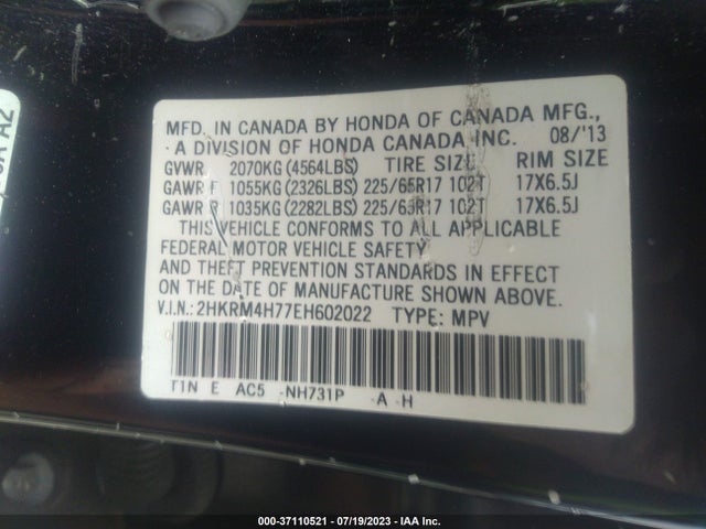 Honda Cr-v Ex-l 2014 2HKRM4H77EH602022 Image 9