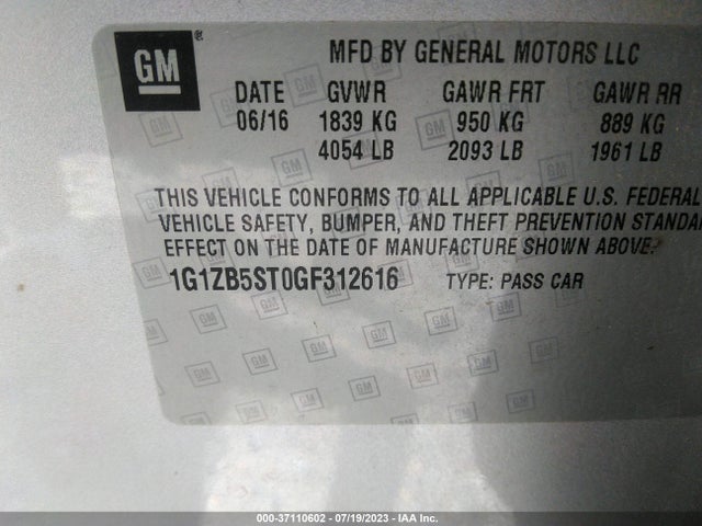 Chevrolet MALIBU LS 2016 1G1ZB5ST0GF312616 Image 10