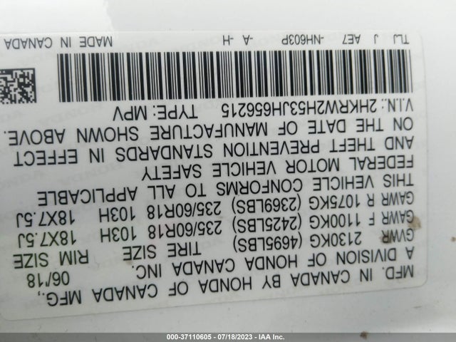 Honda CR-V EX 2018 2HKRW2H53JH656215 Image 9