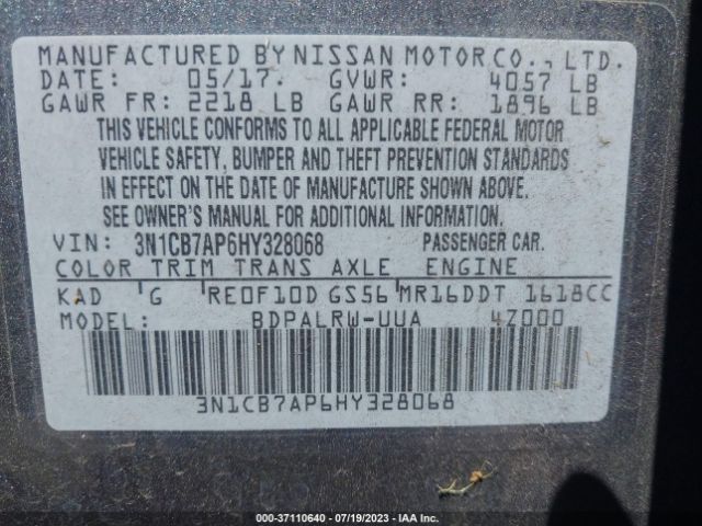 3N1CB7AP6HY328068 Nissan Sentra Sr Turbo