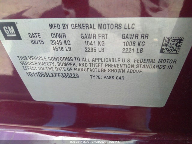 Chevrolet MALIBU LT 2015 1G11D5SLXFF339229 Image 9