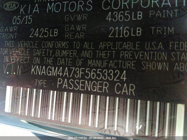 KIA Optima Lx 2015 KNAGM4A73F5653324 Image 10