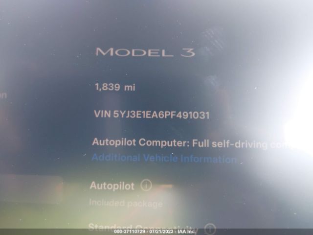 5YJ3E1EA6PF491031 Tesla MODEL 3