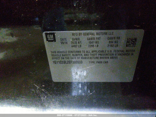 Chevrolet MALIBU LT 2014 1G11C5SL2EF300930 Image 15