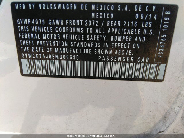 3VW2K7AJ9EM309695 Volkswagen Jetta Sedan S