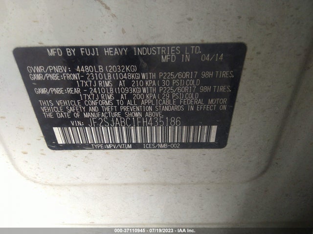 JF2SJABC1FH435186 Subaru Forester 2.5i