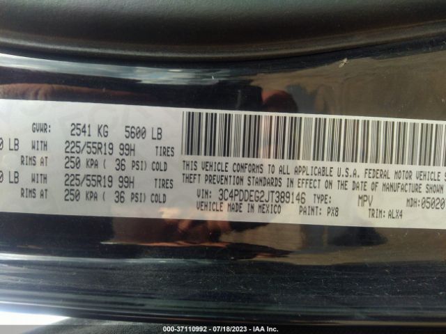 3C4PDDEG2JT389146 Dodge JOURNEY GT