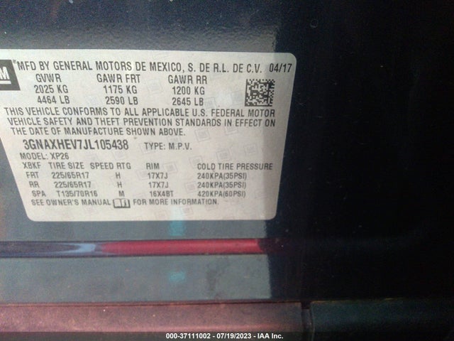Chevrolet EQUINOX LS 2018 3GNAXHEV7JL105438 Image 9