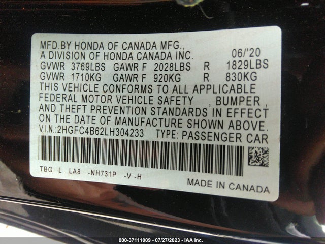 Honda Civic Coupe Lx 2020 2HGFC4B62LH304233 Image 9