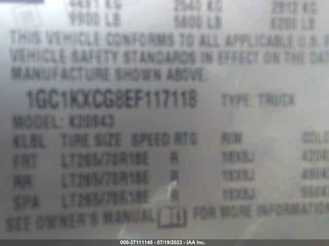 Chevrolet Silverado 2500hd Lt 2014 1GC1KXCG8EF117118 Image 9
