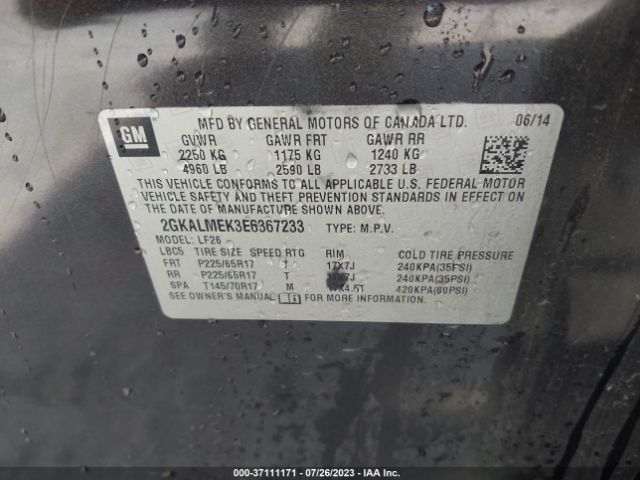 2GKALMEK3E6367233 GMC Terrain Sle