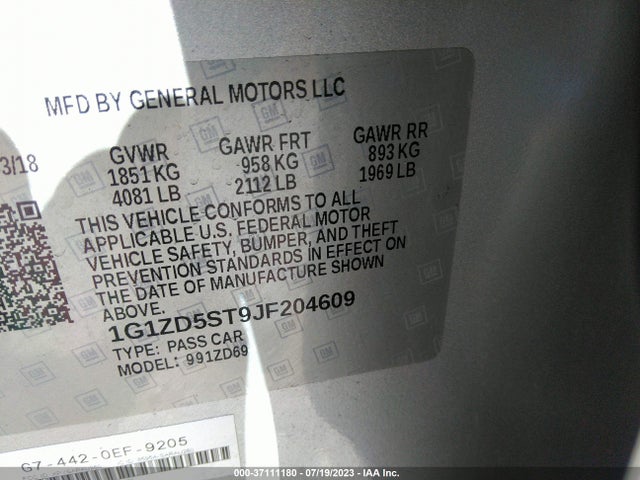 Chevrolet MALIBU LT 2018 1G1ZD5ST9JF204609 Image 15