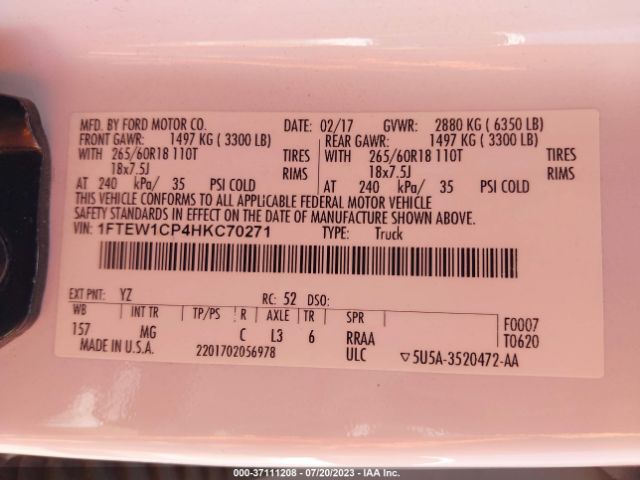 1FTEW1CP4HKC70271 Ford F-150 Xl/xlt/lariat