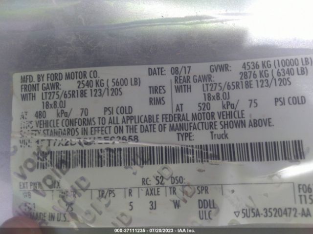 1FT7X2BT6HEE63658 Ford Super Duty F-250 Srw Xlt/lariat/xl