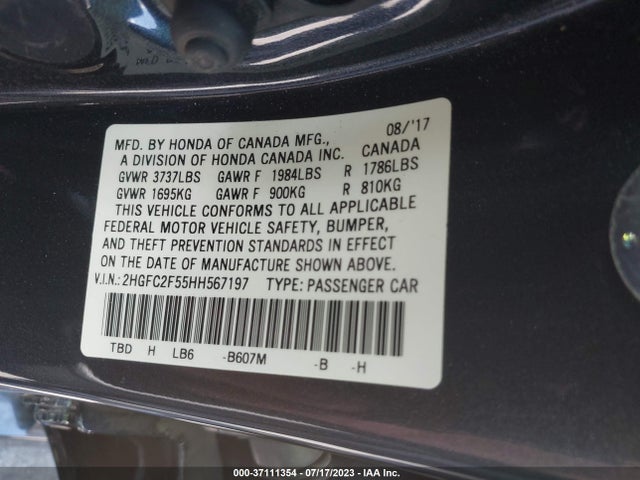Honda Civic Sedan Lx 2017 2HGFC2F55HH567197 Image 16