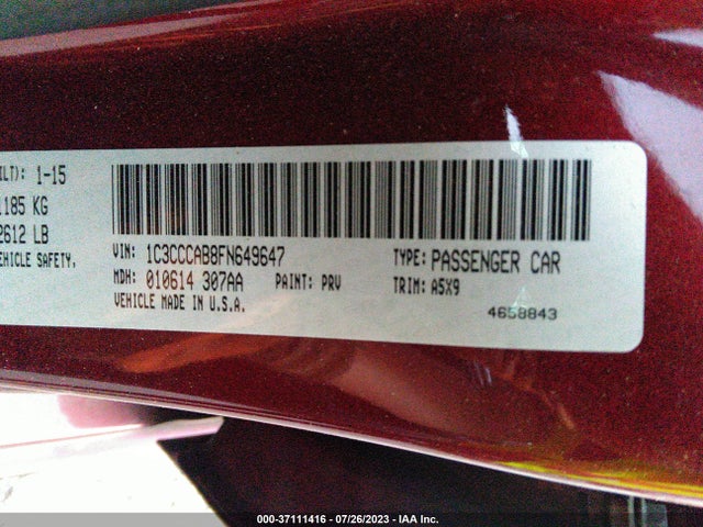 1C3CCCAB8FN649647 Chrysler 200 Limited