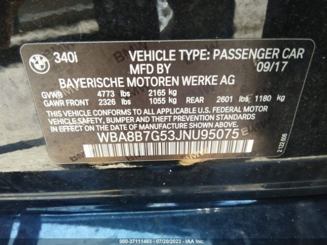 WBA8B7G53JNU95075 BMW 3 Series 340i Xdrive