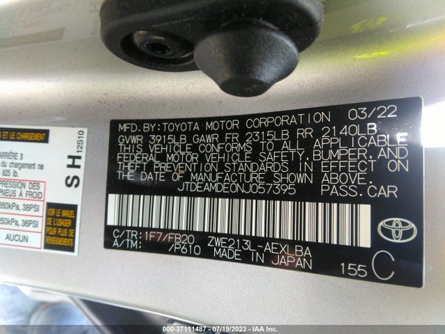 Toyota Corolla Hybrid Le 2022 JTDEAMDE0NJ057395 Image 15