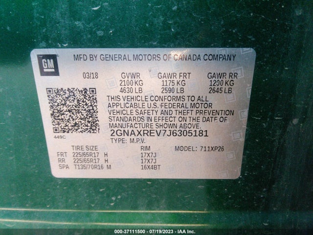 Chevrolet EQUINOX LS 2018 2GNAXREV7J6305181 Image 9