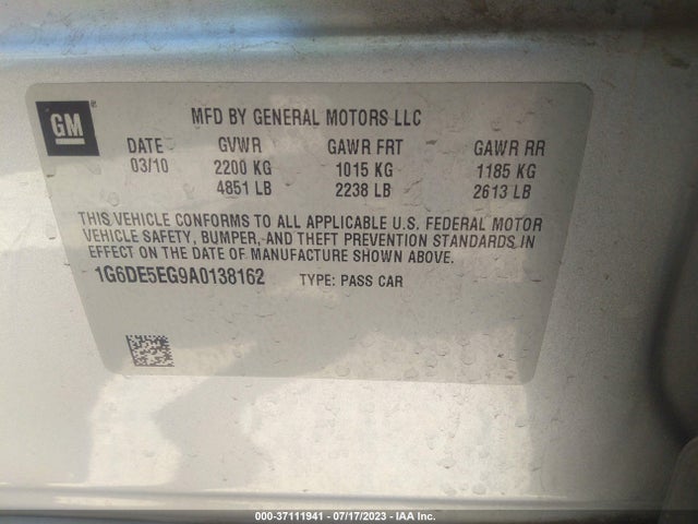 2010 CADILLAC CTS SEDAN LUXURY VIN: 1G6DE5EG9A0138162