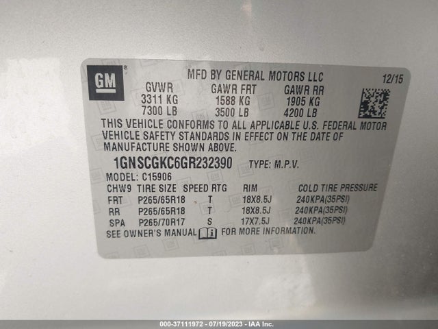 Chevrolet Suburban Ls 2016 1GNSCGKC6GR232390 Image 9