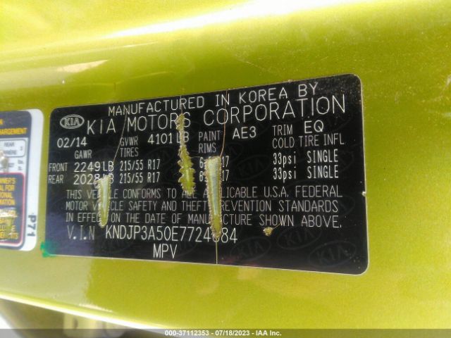 KNDJP3A50E7724684 KIA SOUL +