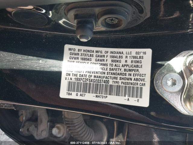 Honda Civic Sedan Lx 2016 19XFC2F5XGE037400 Image 9
