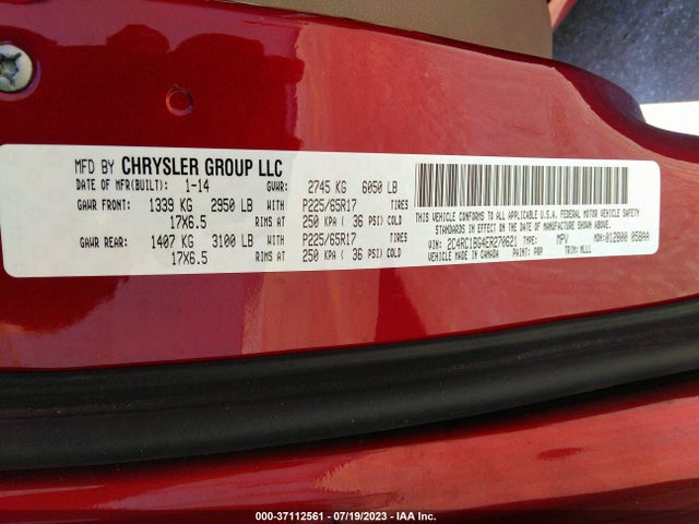 2C4RC1BG4ER270621 Chrysler Town & Country Touring