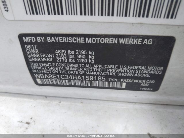 WBA8E1C34HA159185 BMW 3 Series 330e Iperformance