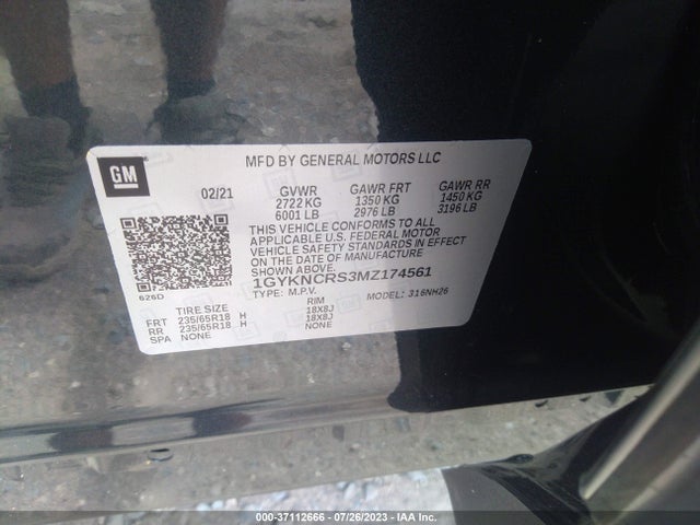 1GYKNCRS3MZ174561 Cadillac Xt5 Fwd Premium Luxury