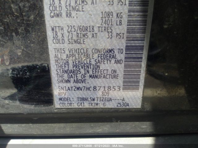 5N1AT2MV7HC871853 Nissan Rogue Sl