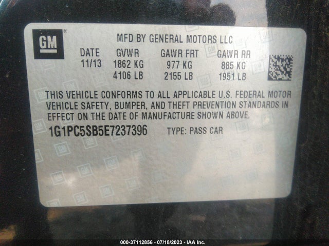 Chevrolet Cruze 1lt 2014 1G1PC5SB5E7237396 Image 9