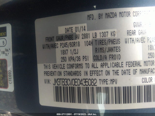 Mazda Cx-9 Touring 2014 JM3TB3CV0E0435082 Image 10