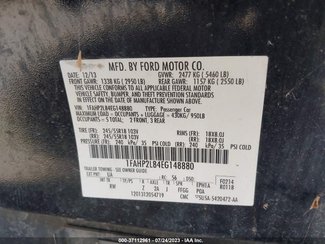 Ford SEDAN POLICE INTERCEPTOR 2014 1FAHP2L84EG148880 Image 9