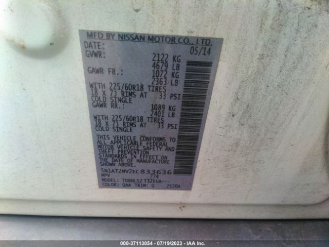 5N1AT2MV2EC833636 Nissan Rogue Sl