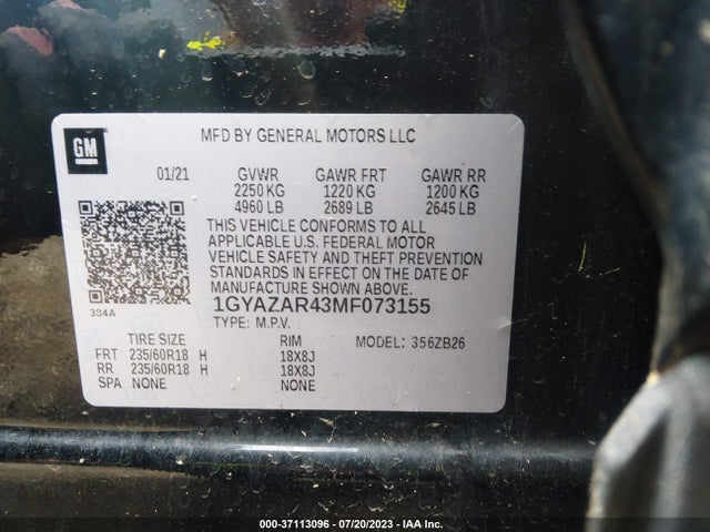 1GYAZAR43MF073155 Cadillac Xt4 Fwd Luxury