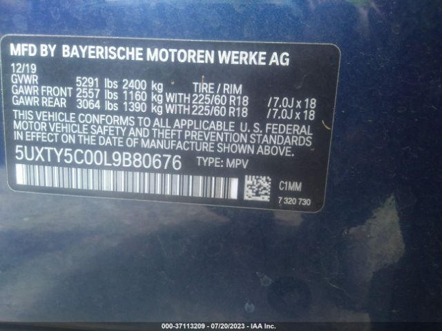 5UXTY5C00L9B80676 BMW X3 Xdrive30i