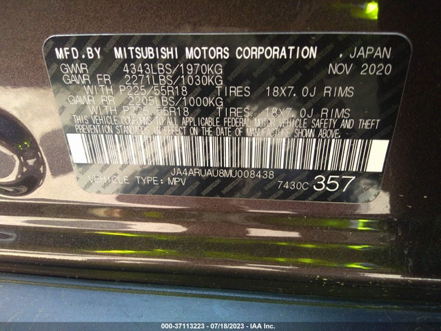 JA4ARUAU8MU008438 Mitsubishi Outlander Sport Es/se/le/be