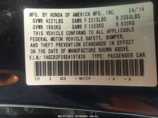 1HGCR2F59EA197836 Honda Accord Sedan Sport