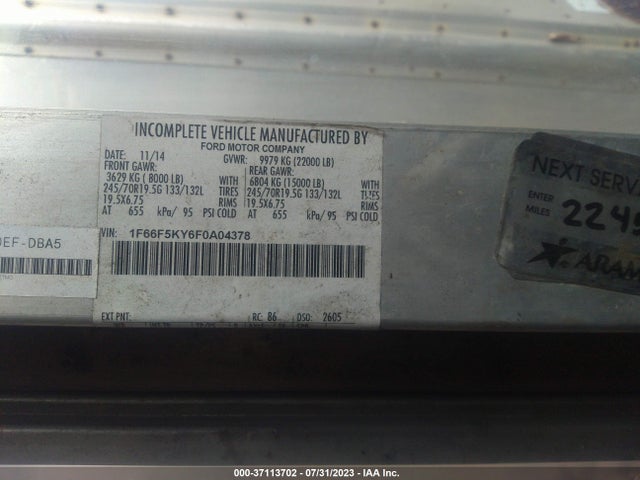 2015 FORD SUPER DUTY F-59 STRIPPED 1F66F5KY6F0A04378 Photo 8