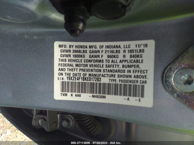 Honda Insight Lx 2019 19XZE4F18KE017283 Image 9