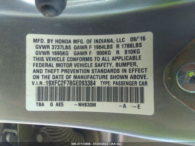 19XFC2F78GE093384 Honda Civic Sedan Ex
