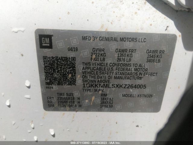 1GKKNMLSXKZ264005 GMC ACADIA SLT