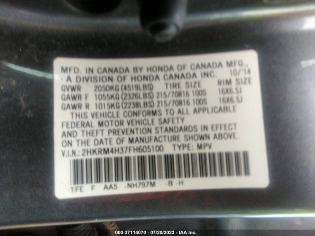 Honda CR-V LX 2015 2HKRM4H37FH605100 Image 9