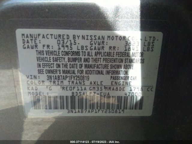 3N1AB7AP1FY250819 Nissan Sentra Fe+ S
