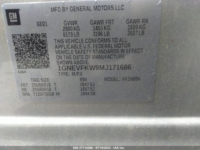 Chevrolet Traverse Ls 2021 1GNEVFKW9MJ171686 Image 9