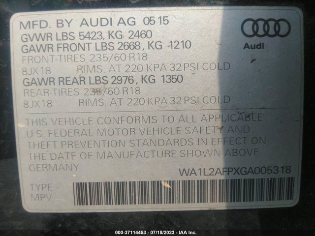 WA1L2AFPXGA005318 Audi Q5 Premium Plus