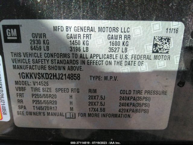 1GKKVSKD2HJ214858 GMC Acadia Limited Limited