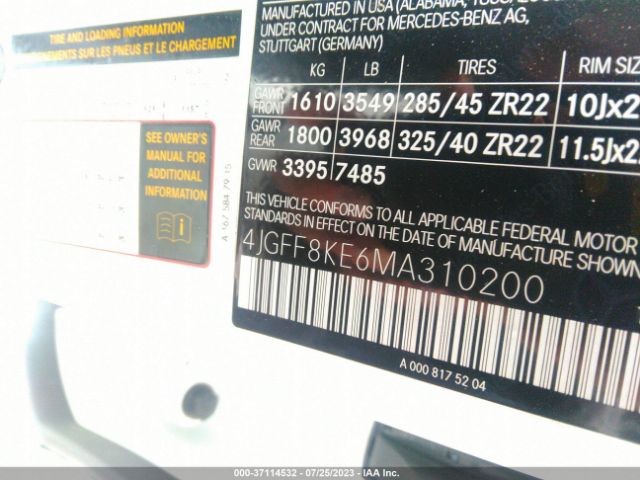 4JGFF8KE6MA310200 Mercedes-Benz Gls Amg Gls 63